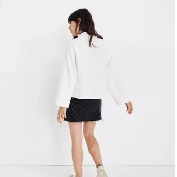 Madewell Texture & Thread Long-Sleeve Mockneck Top in Cream M NWT $59.50 K1826 - Picture 3 of 8